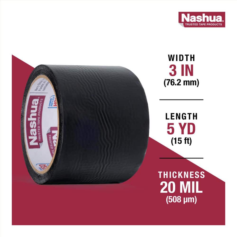 3 in. x 15 ft. (5 yds.) Aqua-Seal Waterproof Tape in Black - Hercitys