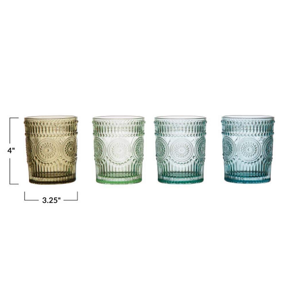12 oz. Embossed Drinking Glass (Set of 4) - Hercitys