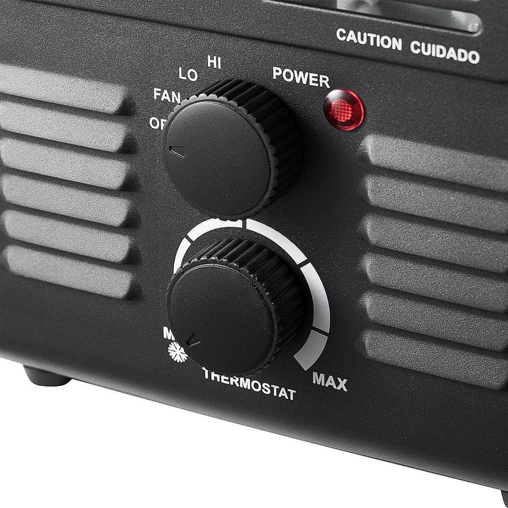 1500-Watt 15.5 in. Electric Convection Fan Space Heater with Thermostat, Stay Cool Durable Metal Housing, Black - Hercitys