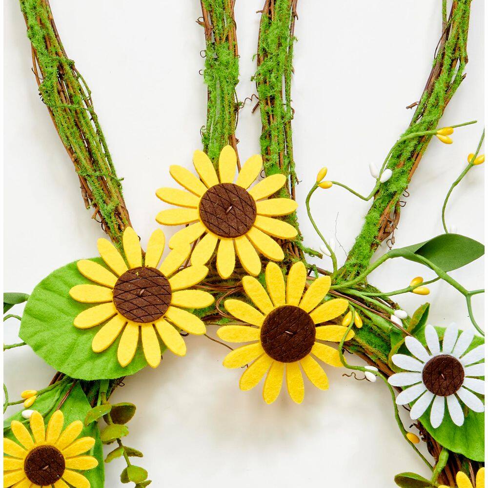 20 in Hanging Twig Bunny Decor with Daisies - Hercitys