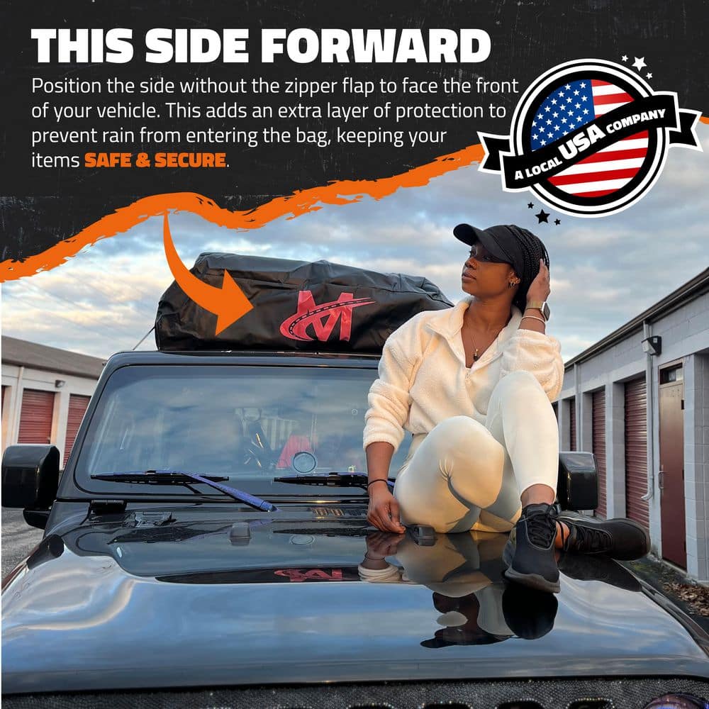 45 Cu Ft. Red Waterproof Roof Top Cargo Bag (75 in. x 48 in. x 22 in.) with PVC Mat, Straps, Hooks, Lock and Carry Case - Hercitys