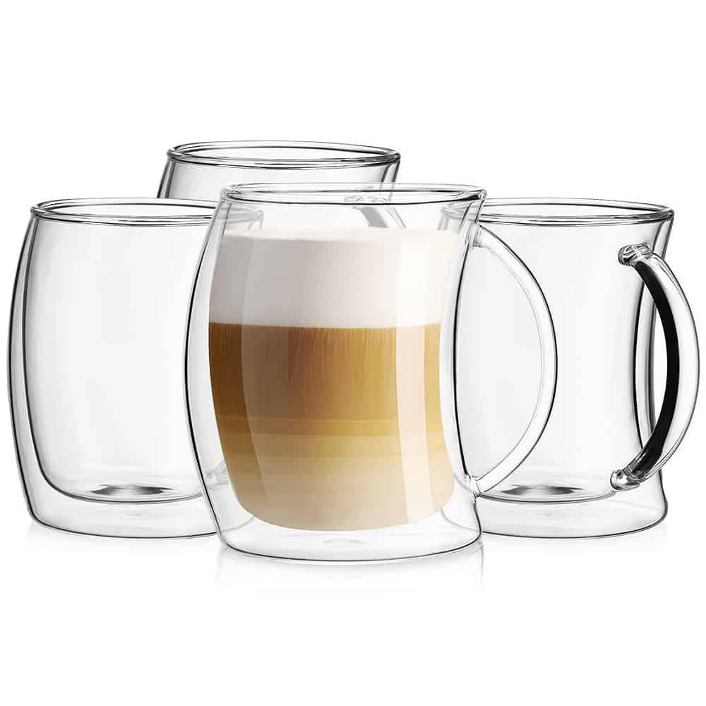 13 oz. Caleo Double Wall Glass Insulated Coffee Mug (Set of 4) - Hercitys