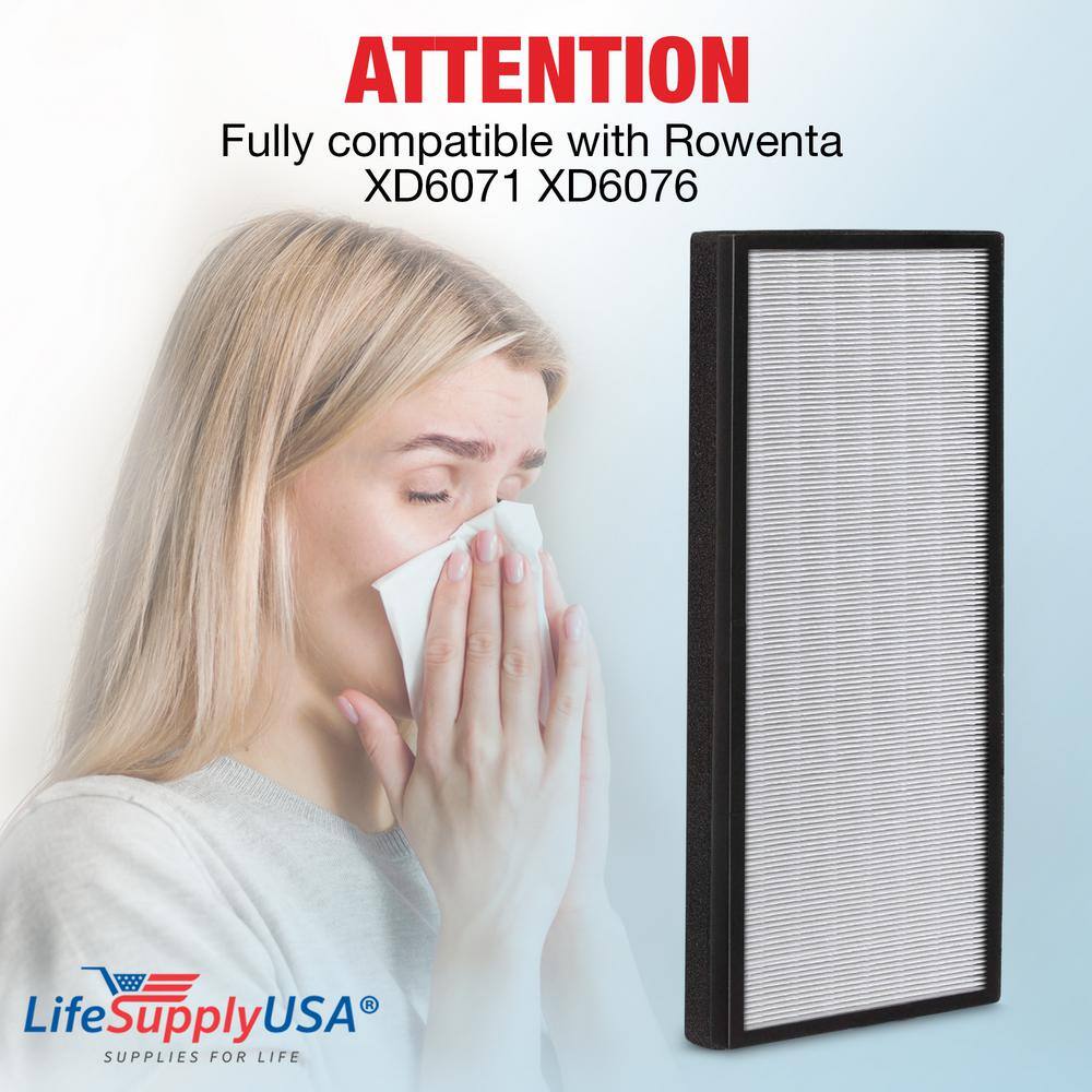 2-in-1 True HEPA Air Cleaner Replacement Filter Plus Activated Carbon Charcoal Compatible with Rowenta XD6071 XD6076 - Hercitys