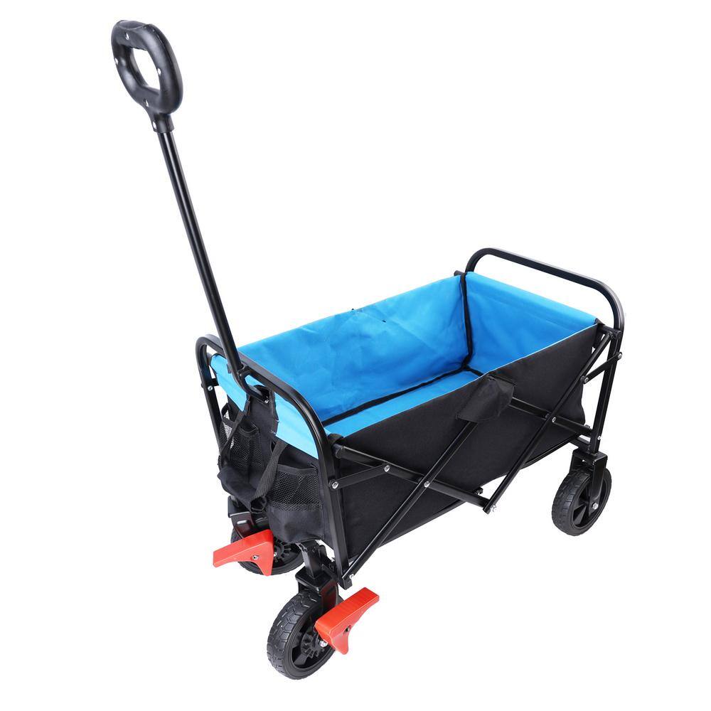 4 cu. ft. Metal Garden Cart, Black and Blue - Hercitys