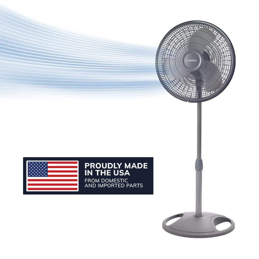 16 in. 3 Speed Oscillating Pedestal Fan with Adjustable Height, Remote Control, and Auto Off Timer in White - Hercitys