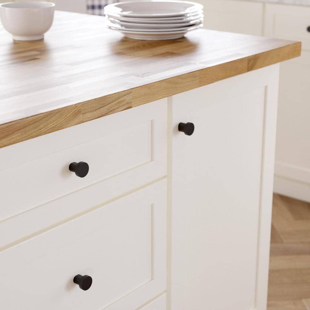 (10-Pack) Geometric Square Backplate 1-3/4 in. (45 mm) Modern Matte Black Round Cabinet Knobs with Backplate - Hercitys