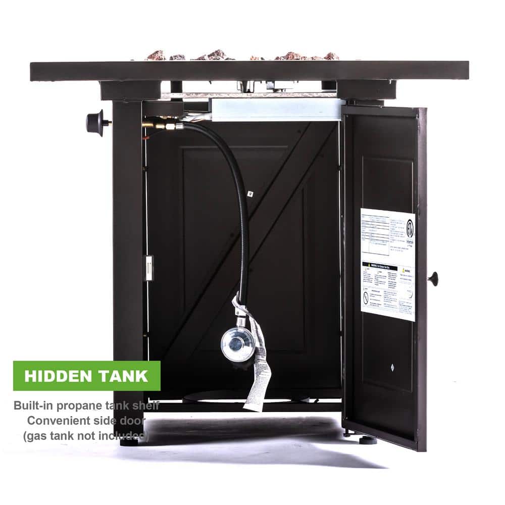 28 in. x 24 in. H 50000 BTU Square Steel Propane Mocha Fire Pit Table - Hercitys