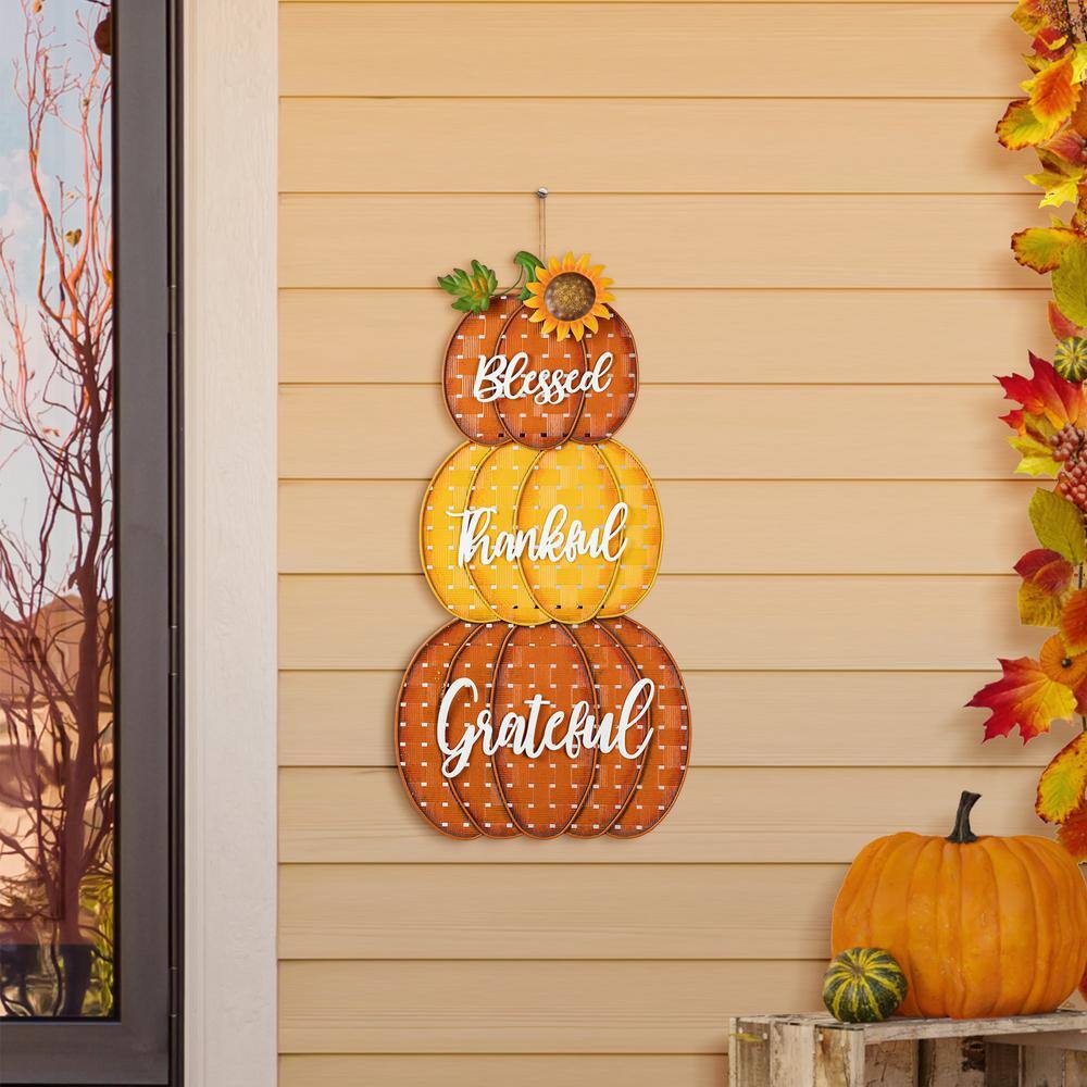 35.5 in. H Thanksgiving Metal Stacked Pumpkins Yard Stake - Hercitys