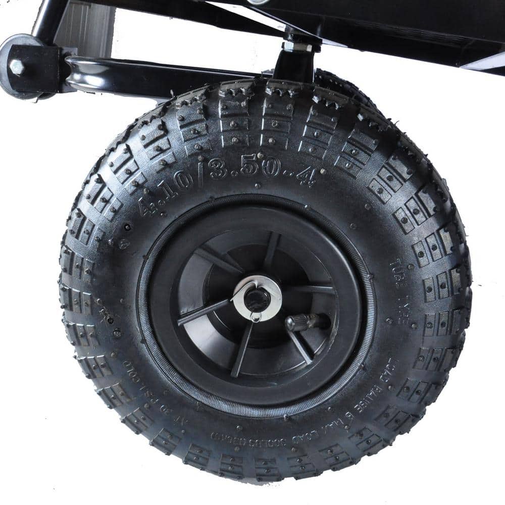 3.44 cu. ft. Steel Black Garden Cart Removable Sides with Shovel, 550 lbs. Capacity - Hercitys