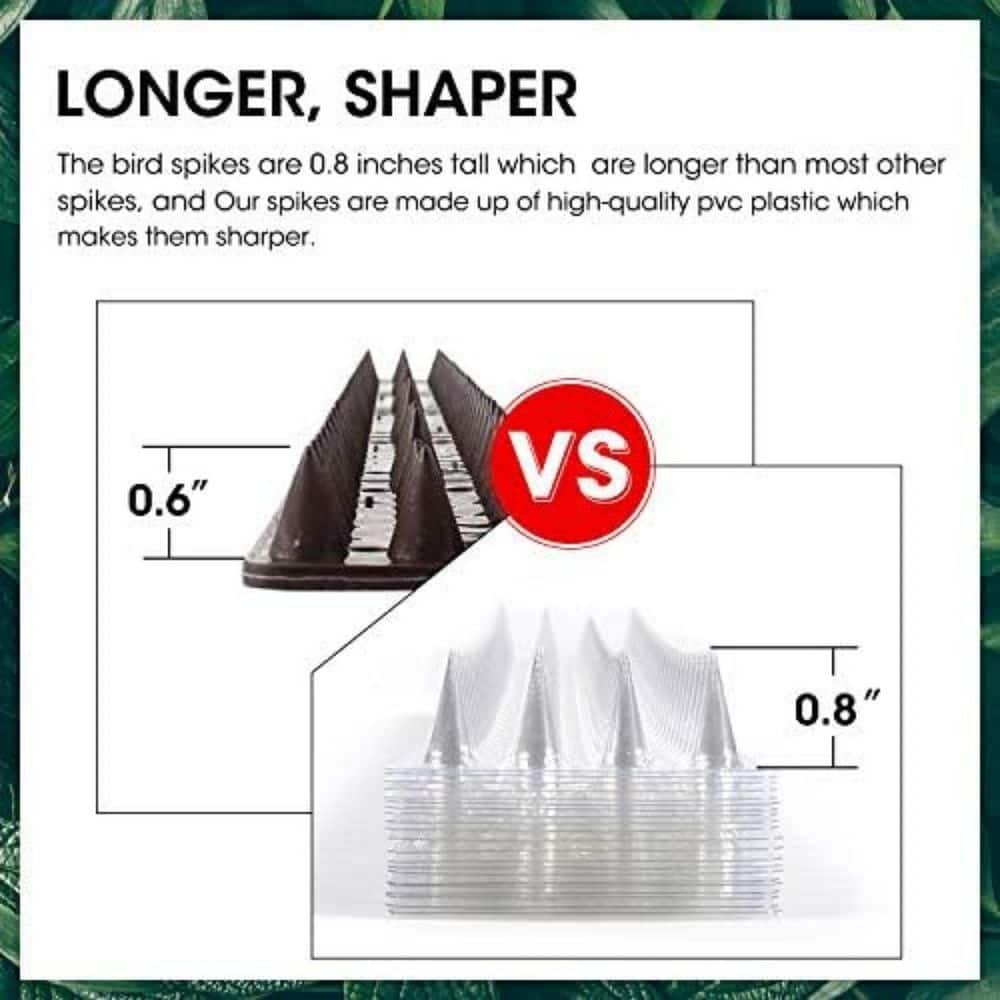 20-Pack Bird Spikes Plastic Bird Deterrent Spikes Bird Nest Preventer Keep Cats/Dogs Away Plastic Mats with Spikes - Hercitys