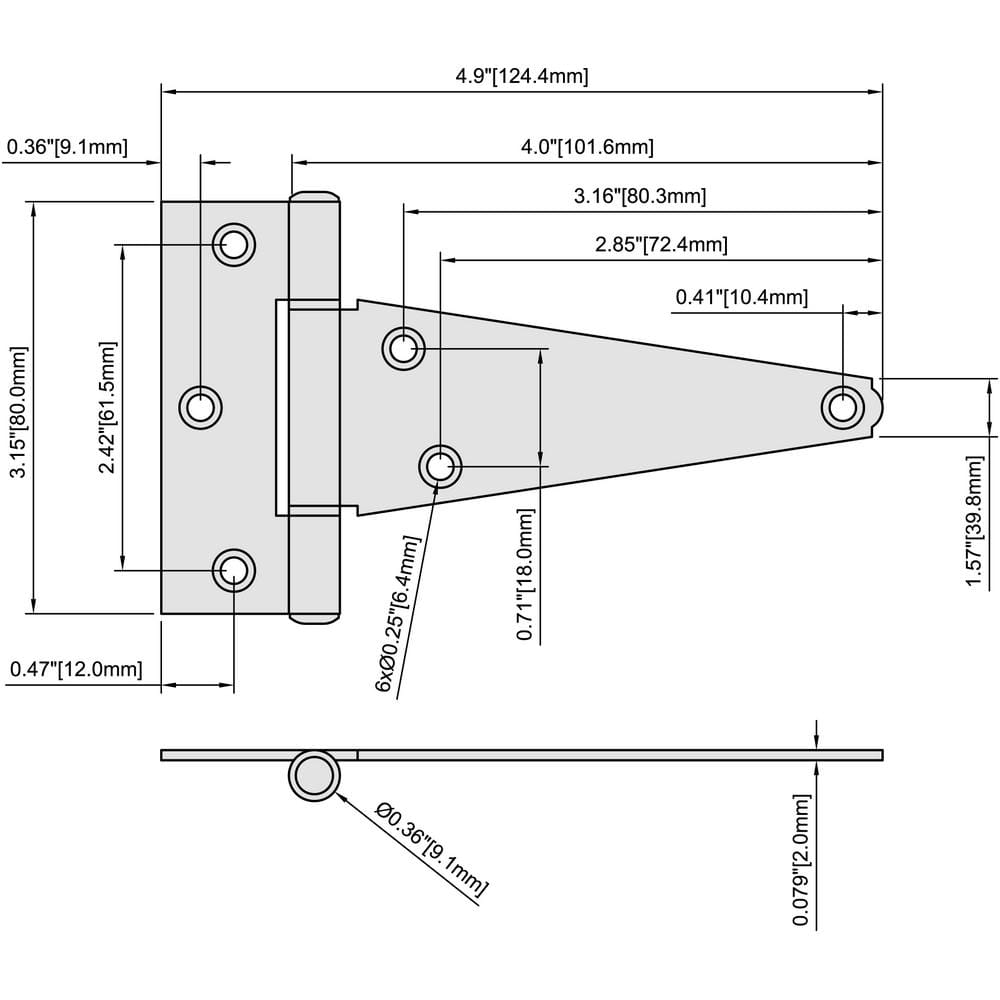 4 in. Stainless Steel Heavy-Duty Gate Tee Hinge - Hercitys