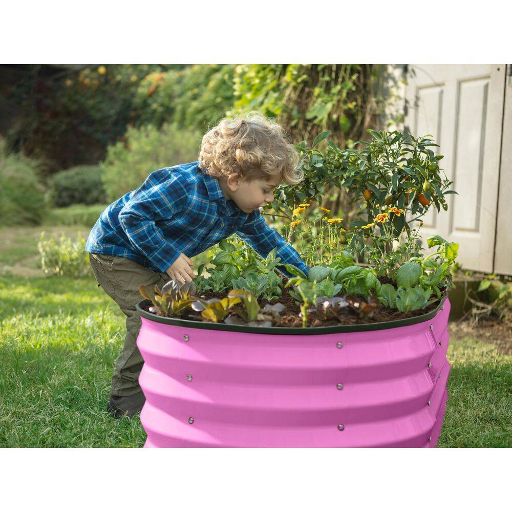 48 in. D x 24 in. W x 12 in. H Pink Large Metal Garden Box Raised Garden Beds - Hercitys