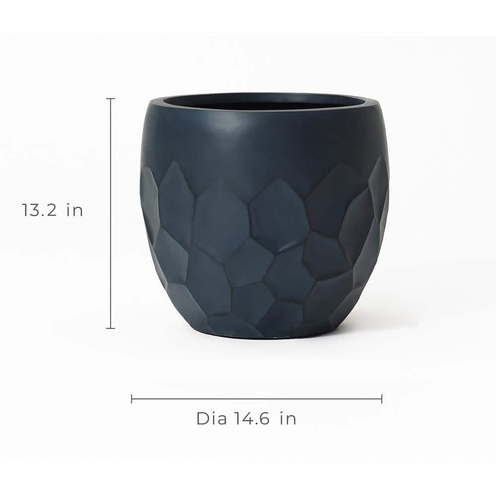 14.6 in. x 14.6 in. Black Ceramic Individual Pot - Hercitys