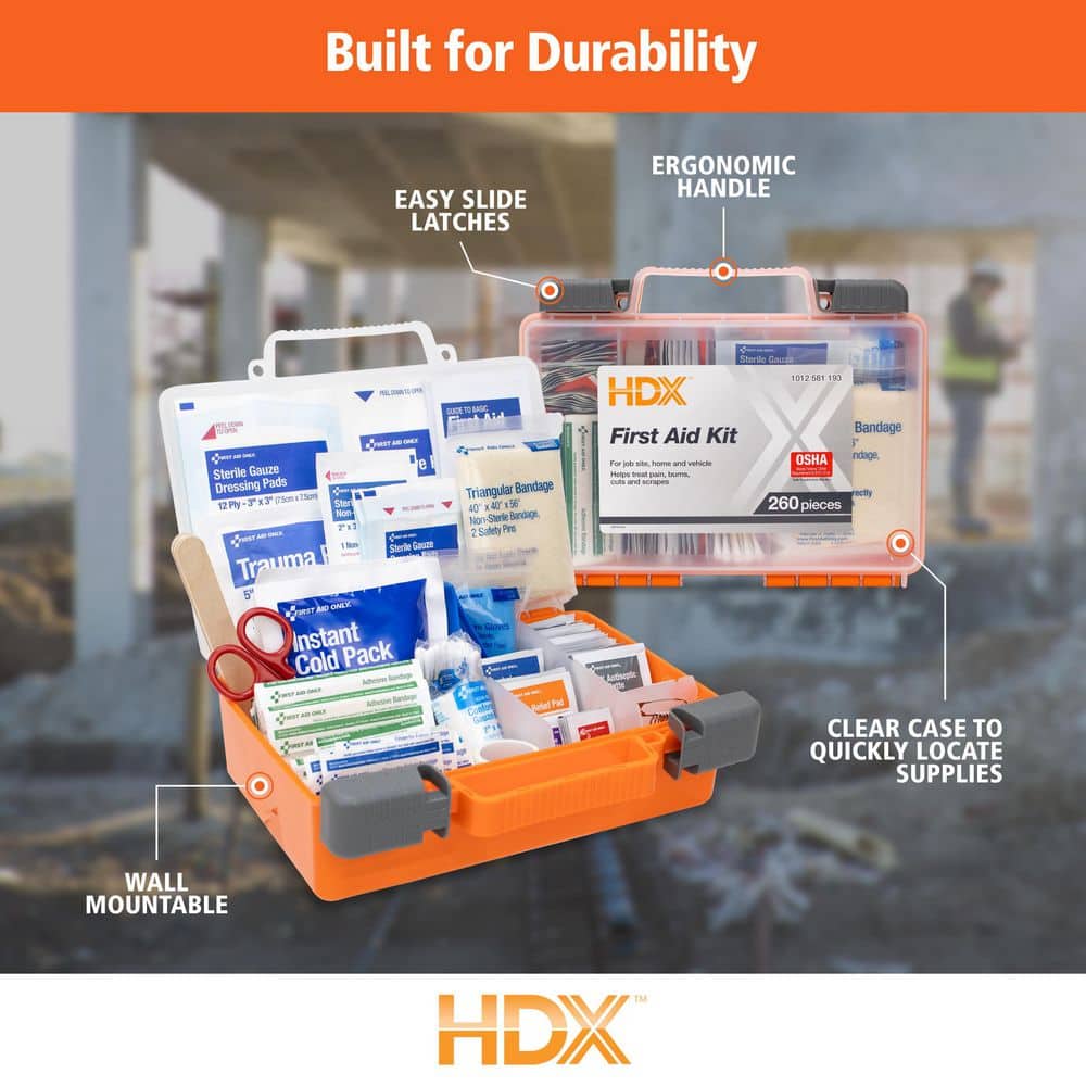 260-Piece OSHA Plastic First Aid Kit - Hercitys