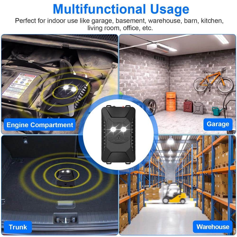 0.1-Watt Electronic Outdoor Under Hood Ultrasonic Rodent Repellent with 3 Power Supplies for Car Home Garage (2-Pack) - Hercitys