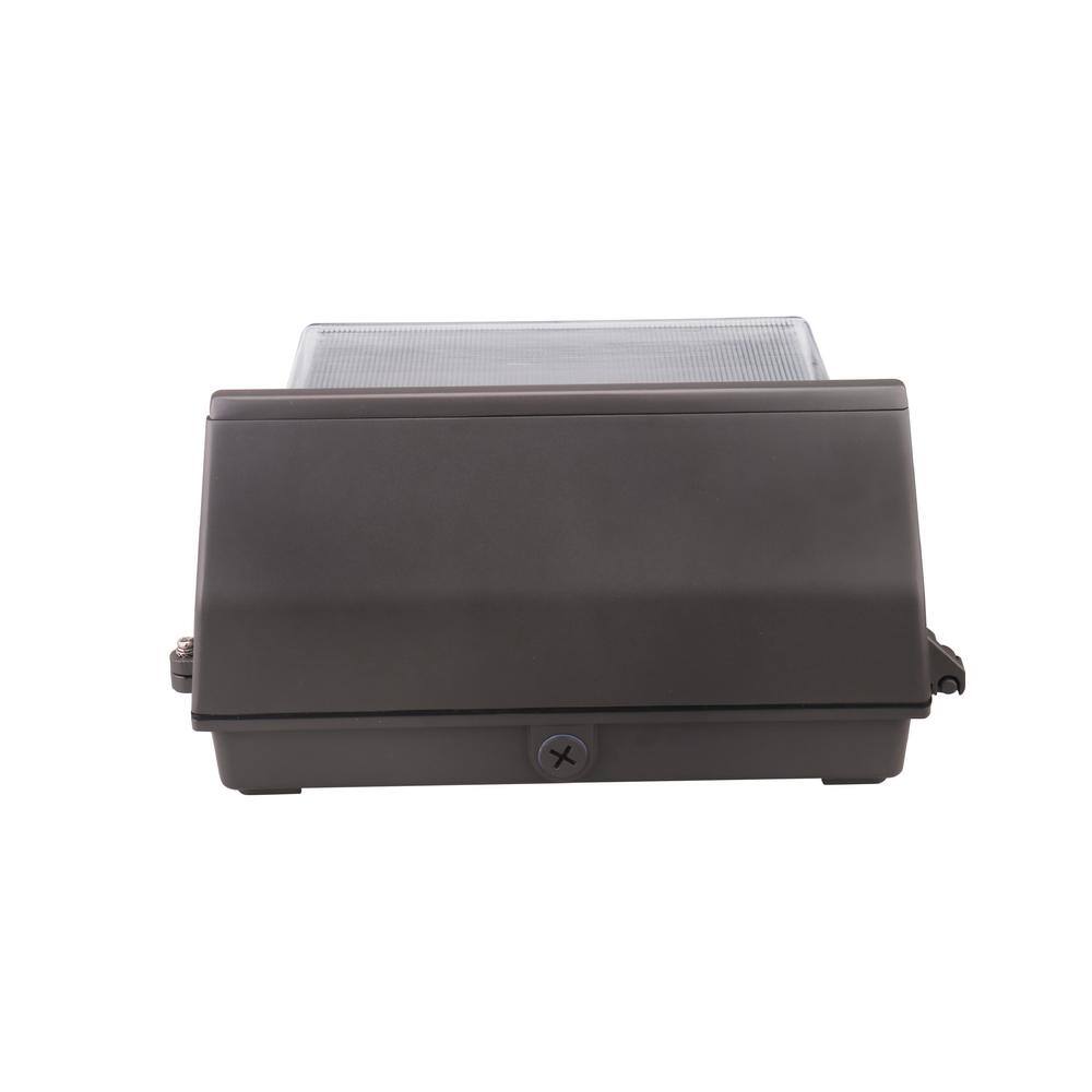 250- Watt Equivalent Integrated LED Black Dusk to Dawn Wall Pack Light, Selectable Lumens, CCT 3000K-5000K - Hercitys