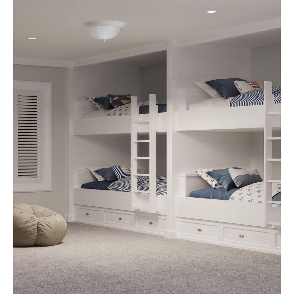 2-Light White Flush Mount with Alabaster Glass - Hercitys