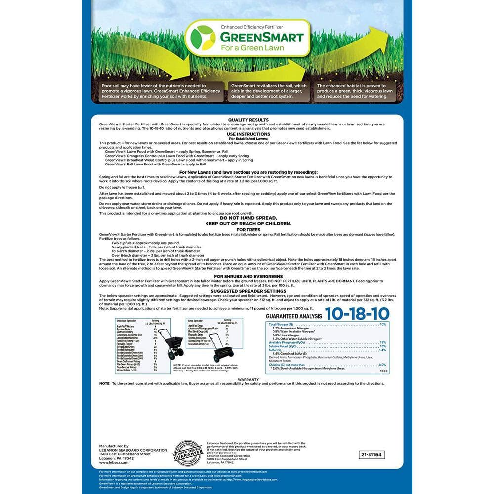 48 lbs. Starter Fertilizer, Covers 15,000 sq. ft. (10-18-10) - Hercitys