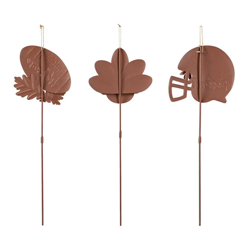24 in. H Set of 3 Thanksgiving Metal Football Turkey Yard Stake - Hercitys