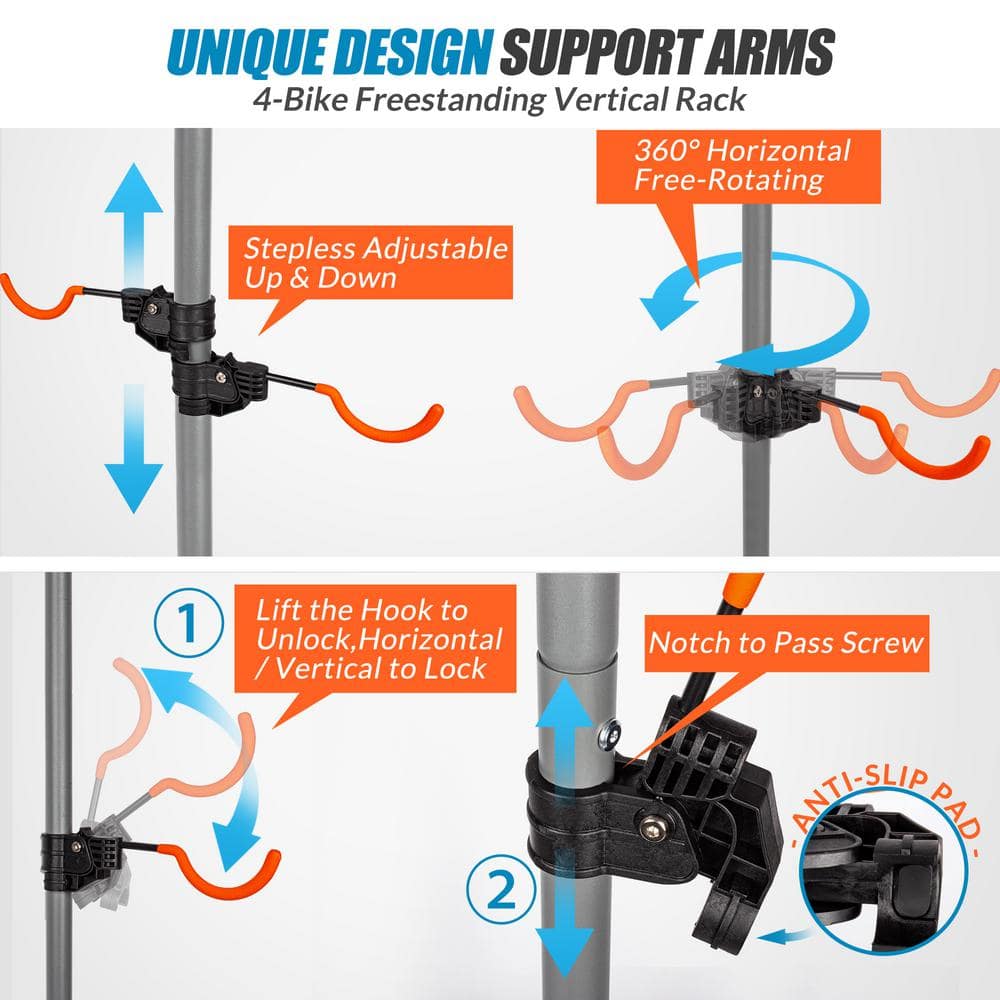 4-Bike Freestanding Vertical Rack - Hercitys