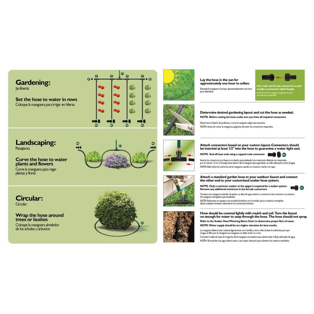 3/8 in. Dia x 100 ft. 20-Piece Garden Soaker Hose Kit - Hercitys