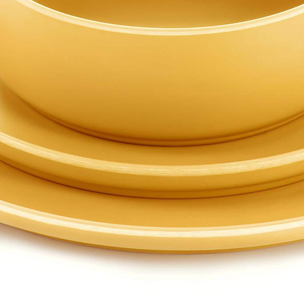 12 Piece In Yellow Round Melamine Dinnerware Set Canyon Crest - Hercitys