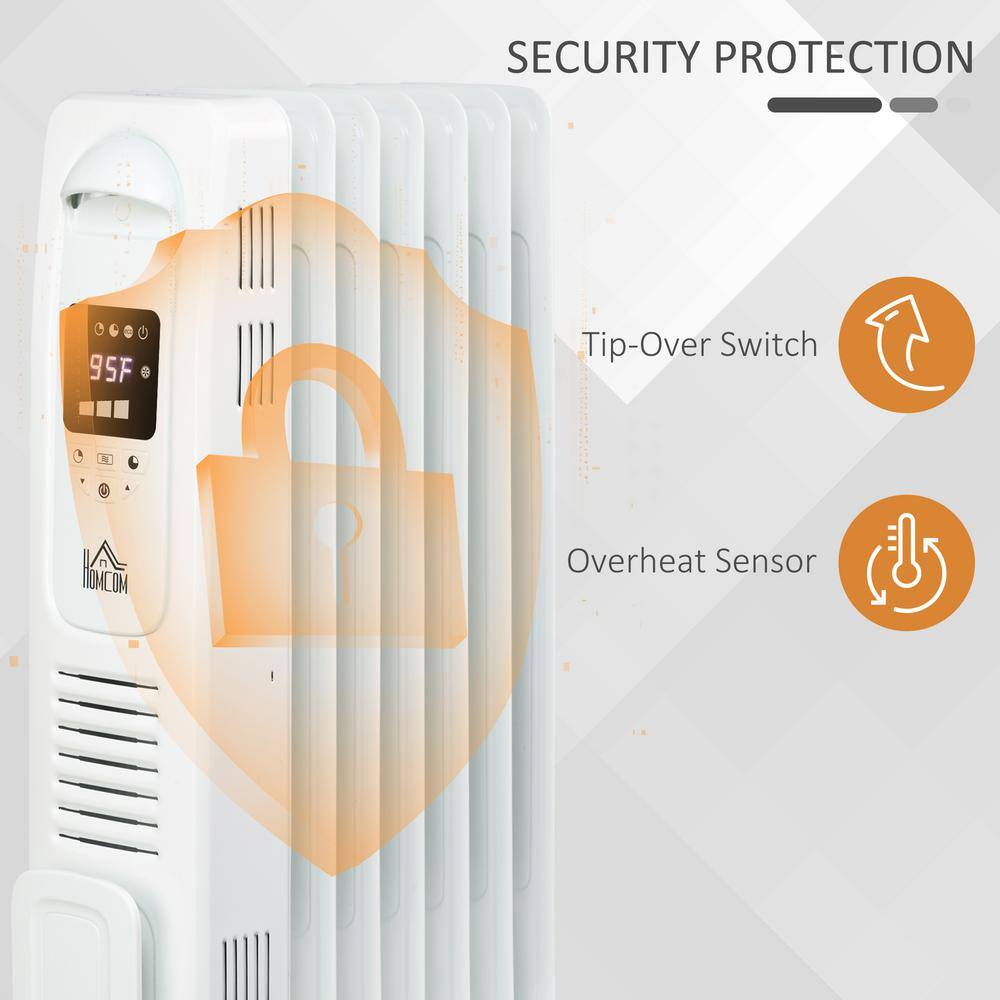 1500W Electric Ceramic Space Heater, Freestanding 161 Sq. ft. Heater with 3 Modes, Timer, and Remote, White - Hercitys