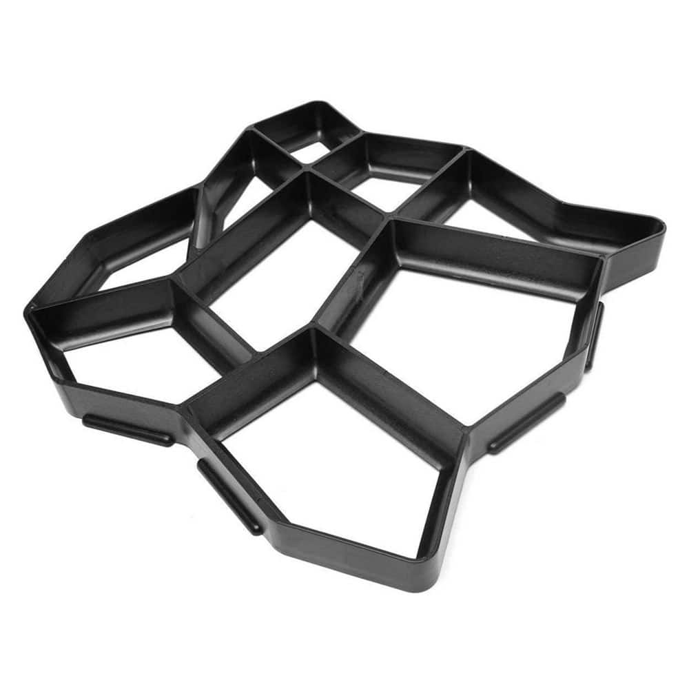 16.9 in. x 16.9 in. x 1.6 in. Plastic Molding Stepping Stone Stone Paver Accessory Concrete Molds, Black (1-Piece) - Hercitys