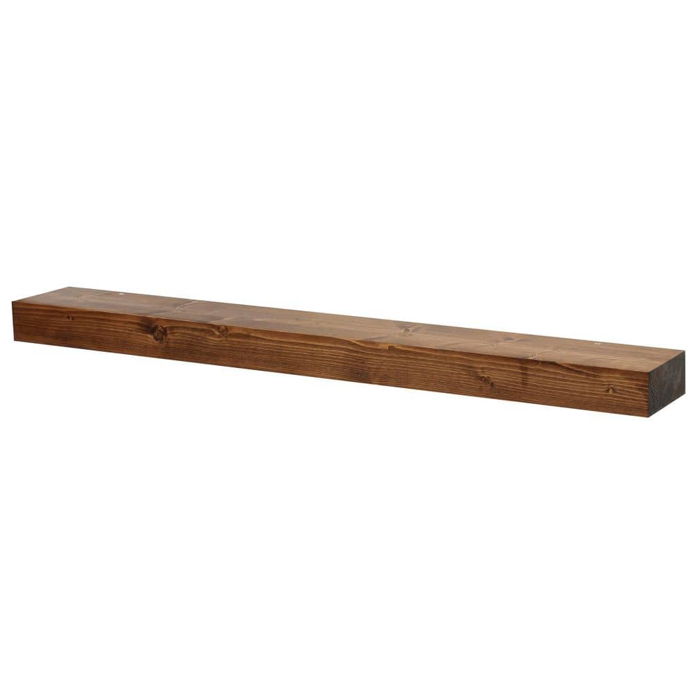 48 in. Brown Smooth Timber Floating Shelf-Versatile Wood Mantel and Wall Shelf - Hercitys