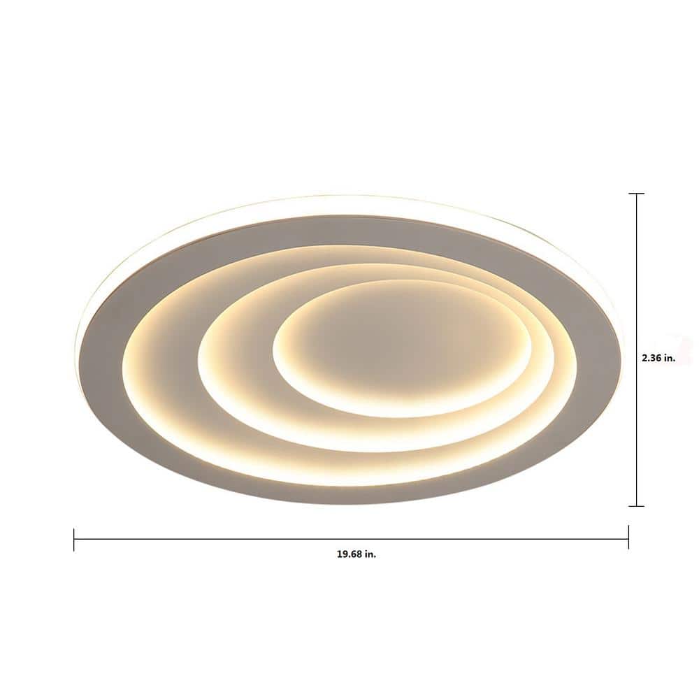 19.68 in. White Modern Simple Style Selectable LED Flush Mount Ceiling Light with Remote Control - Hercitys