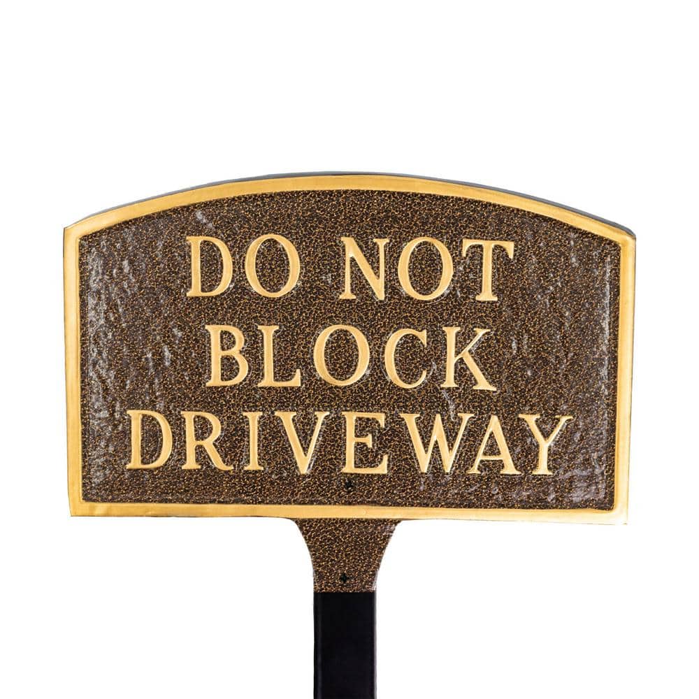 13 in. x 21 in. Large Arch Do Not Block Driveway Statement Plaque Sign with Lawn Stakes-Hammered Bronze - Hercitys