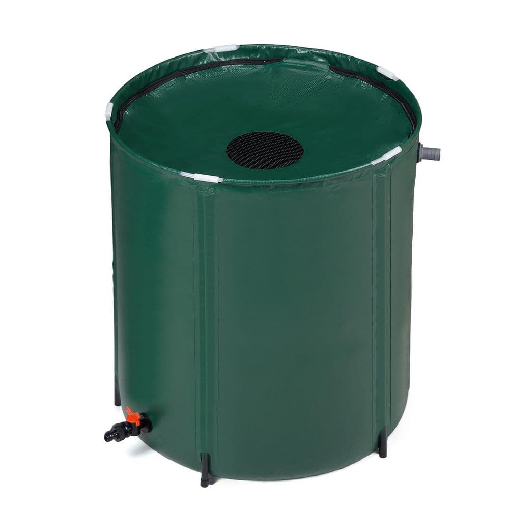50 gal. Portable Water Storage Tank Rainwater Collection System Downspout with Filter Spigot Overflow Kit, Green, 1-Pack - Hercitys