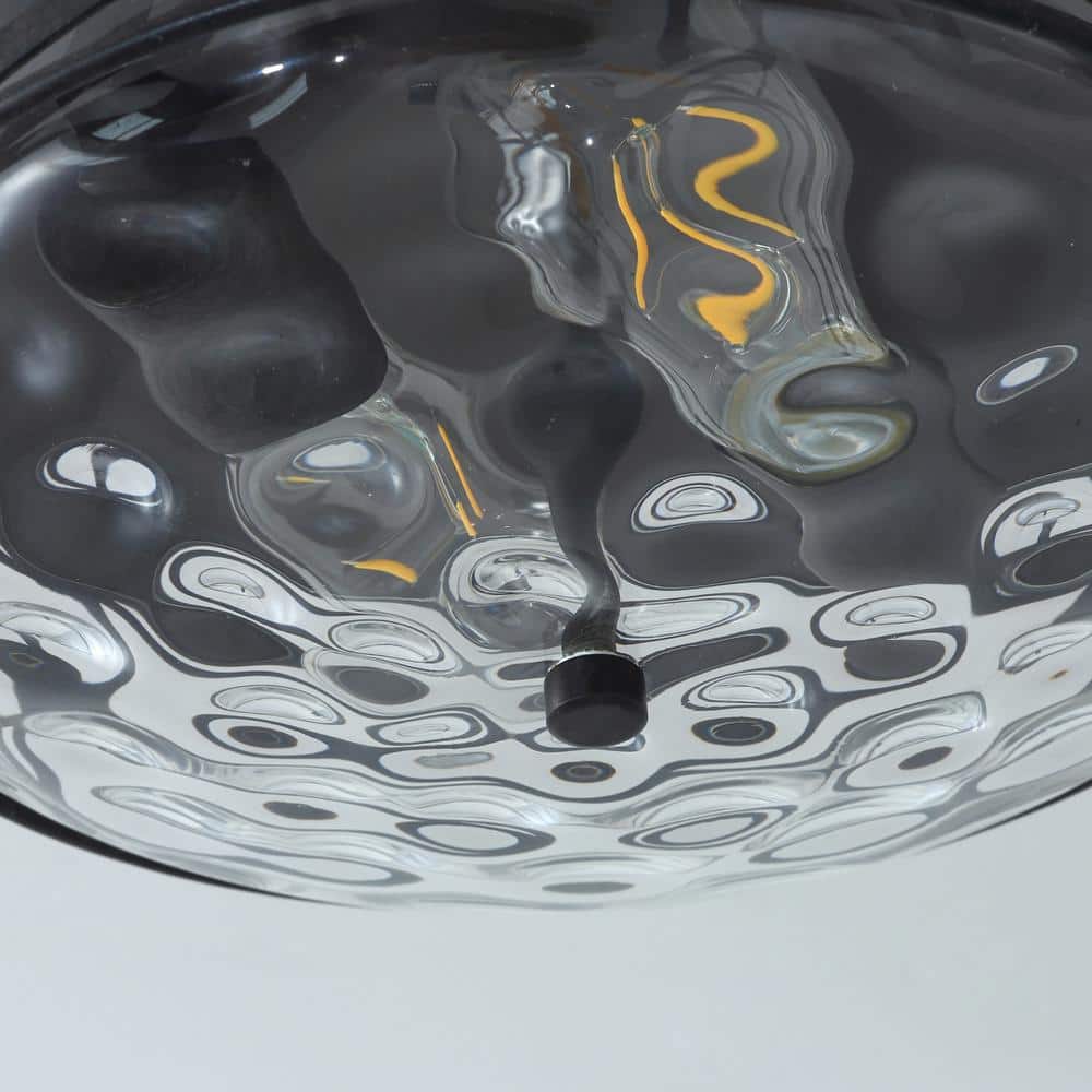 11.4 in. 2-Light Farmhouse Flush Mount Ceiling Light Fixture with Water Ripple Glass Shade - Hercitys
