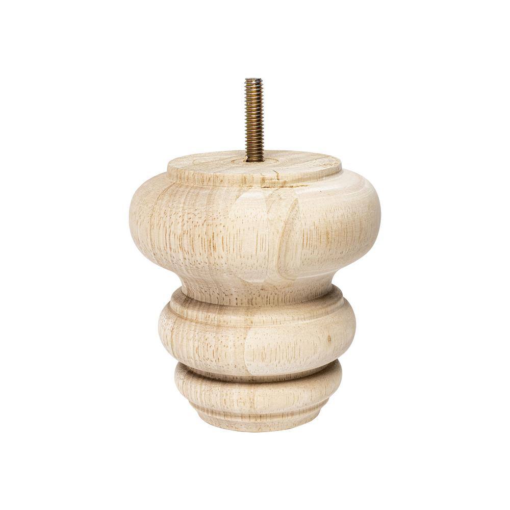 4 in. x 4 in. Unfinished Solid Hardwood Round Bun Foot (4-Pack) - Hercitys