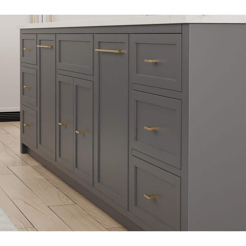 5-Pack Vail 8 in. (203 mm) Center-to-Center Modern Satin Brass Bar Drawer Pull - Hercitys