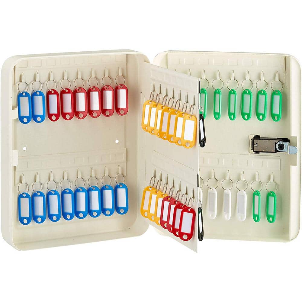30-Key Steel Secure Safe Lock Box Key Cabinet with Combination Lock, White (2-Pack) - Hercitys