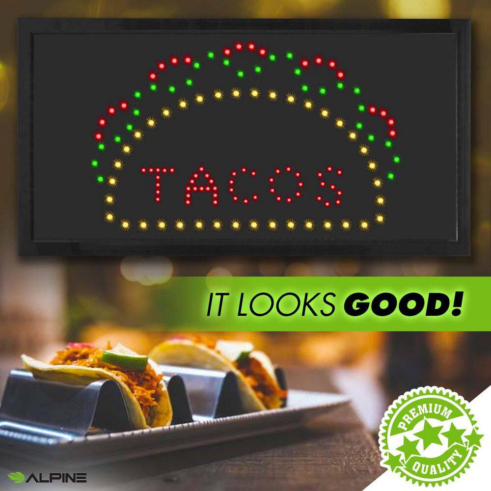 19 in. x 10 in. LED Rectangular TACO Sign with 2 Display Modes - Hercitys