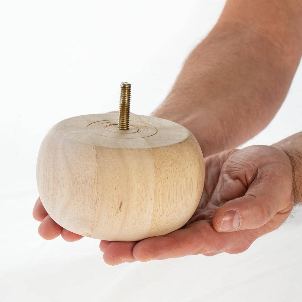 2-1/2 in. x 4-1/2 in. Unfinished Solid Hardwood Round Bun Foot (4-Pack) - Hercitys