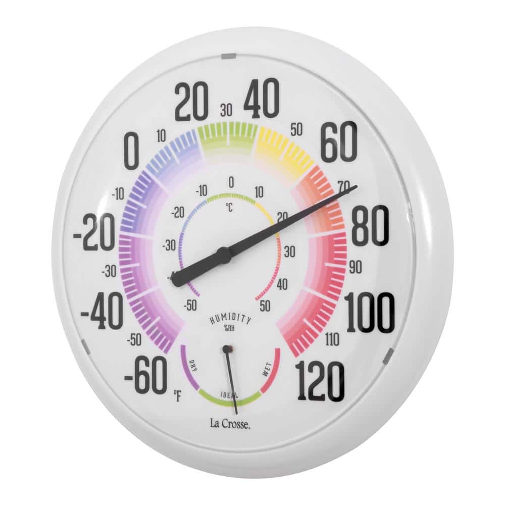 13.5 in. Analog Dial Thermometer with Color Scale Hygrometer - Hercitys