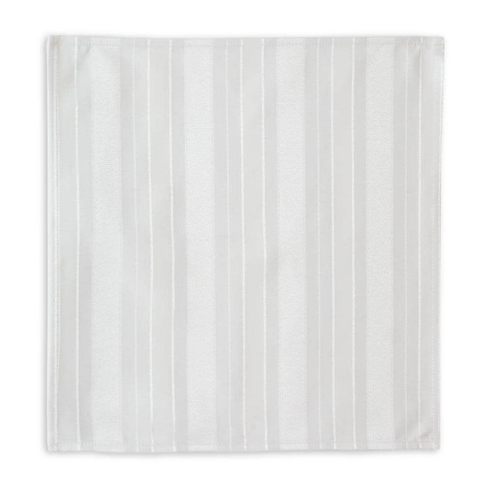 17 in. W x 17 in. L Denley Stripe Damask White Fabric Napkins (Set of 4) - Hercitys