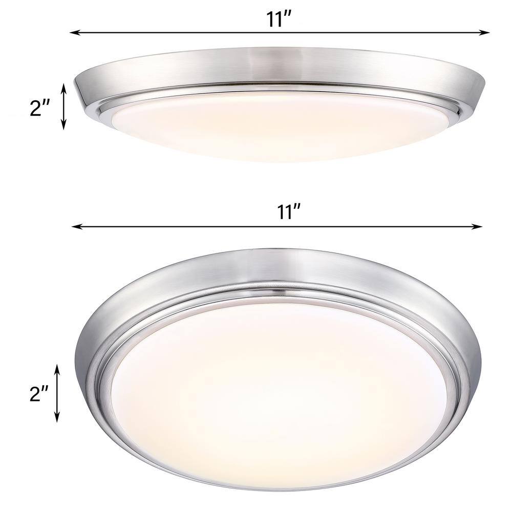 11 in. 1-Light Brushed Nickel Dimmable LED Flush Mount Ceiling Light (8-Pack in a case) - Hercitys