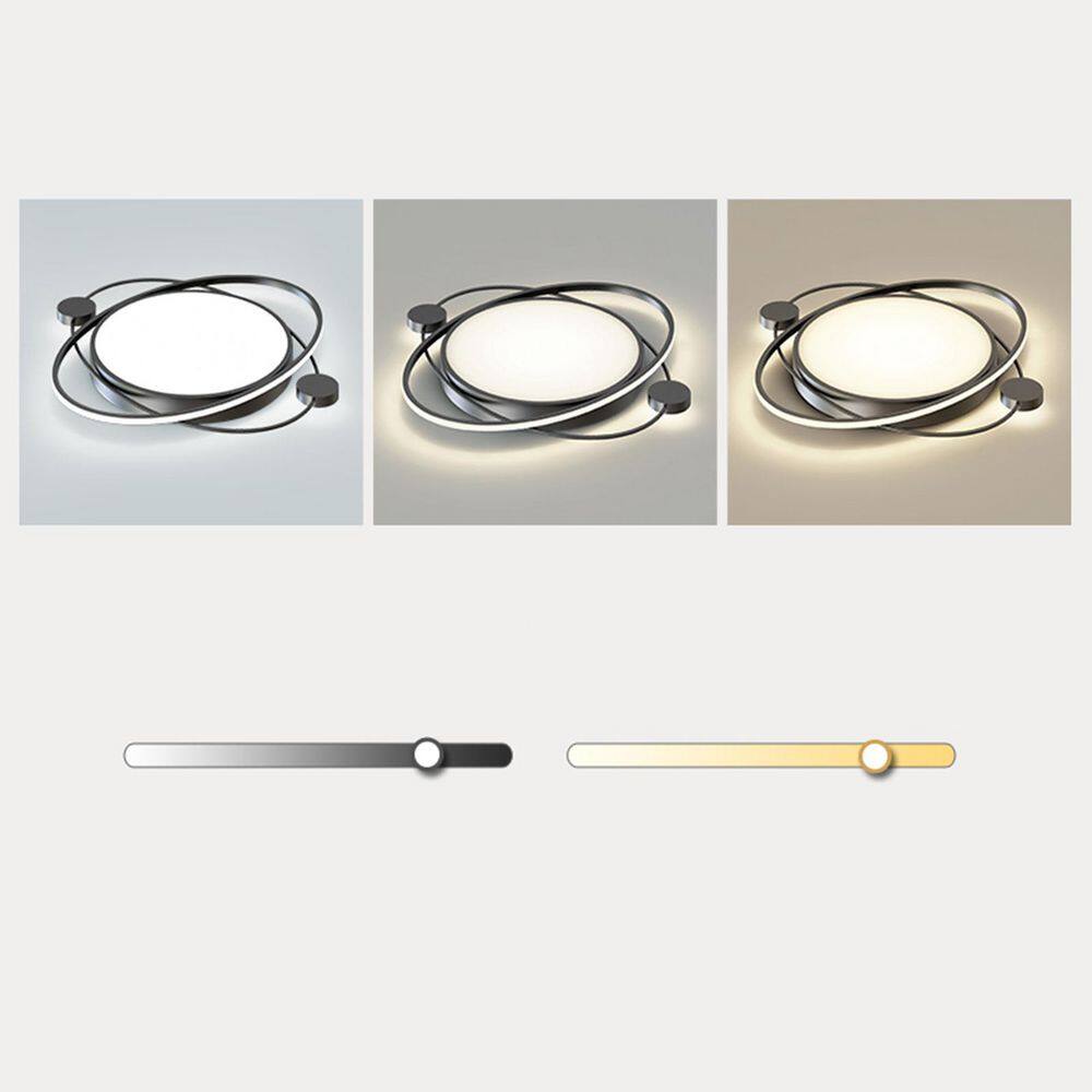 19.7 in. 1-Light Black and White Modern Selectable LED Semi-Flush Mount Ceiling Light with Remote - Hercitys