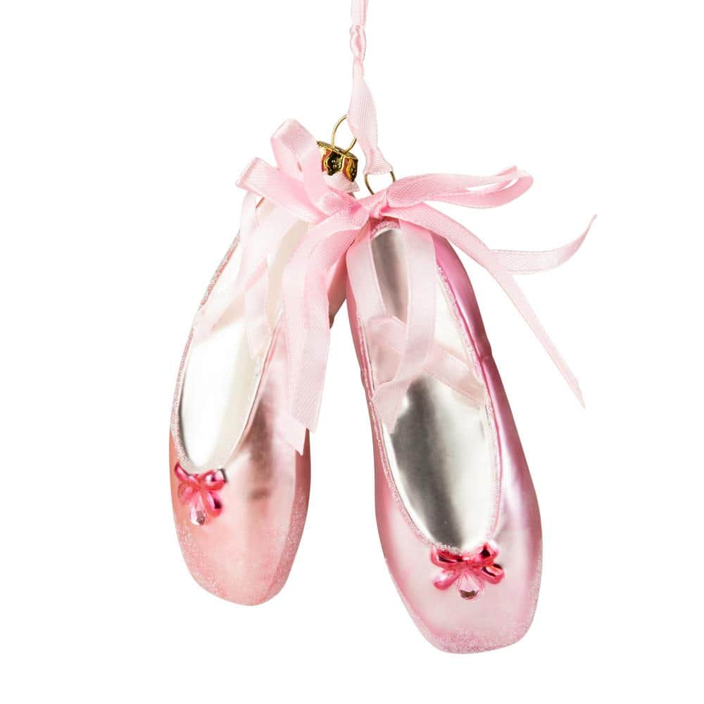 5 in. Pink Ballet Slippers Glass Christmas Ornament - Hercitys
