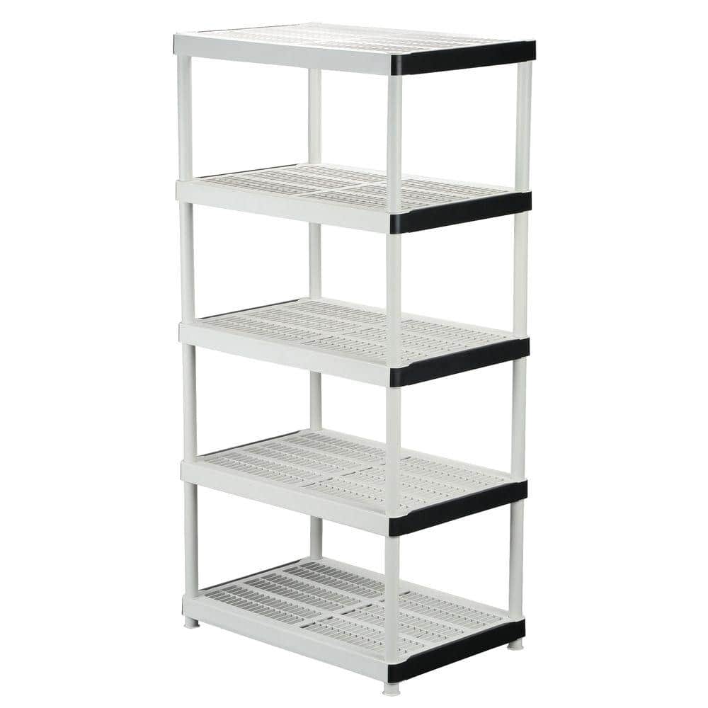 5-Tier Easy Assembly Multi-purpose Plastic Garage Storage Shelving Unit in Gray (36 in. W x 72 in. H x 24 in. D) - Hercitys