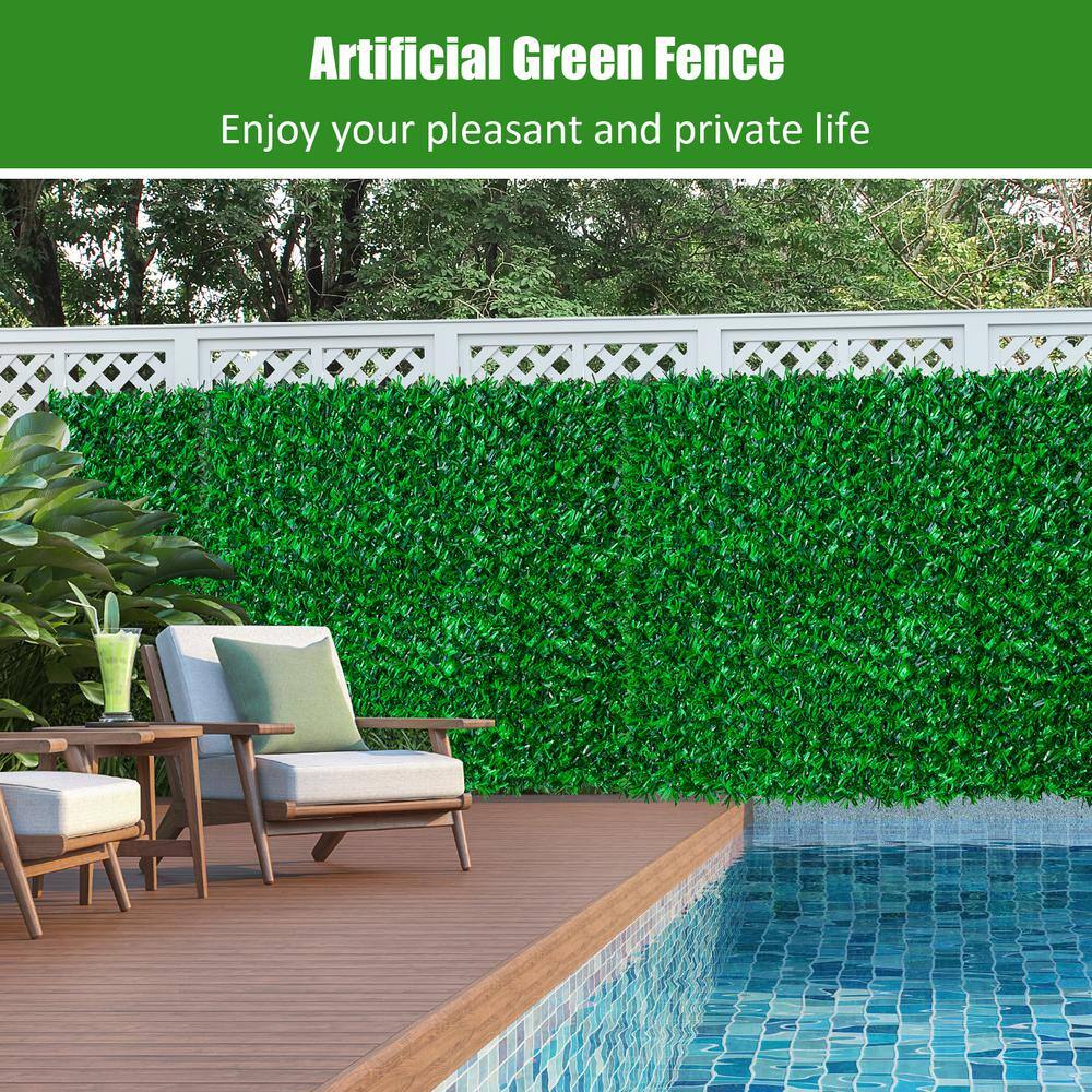 120 in. W x 39.6 in. H Plastic Garden Fence, Waterproof Artificial Grass Decor Outdoor Garden Privacy Screen, Green - Hercitys
