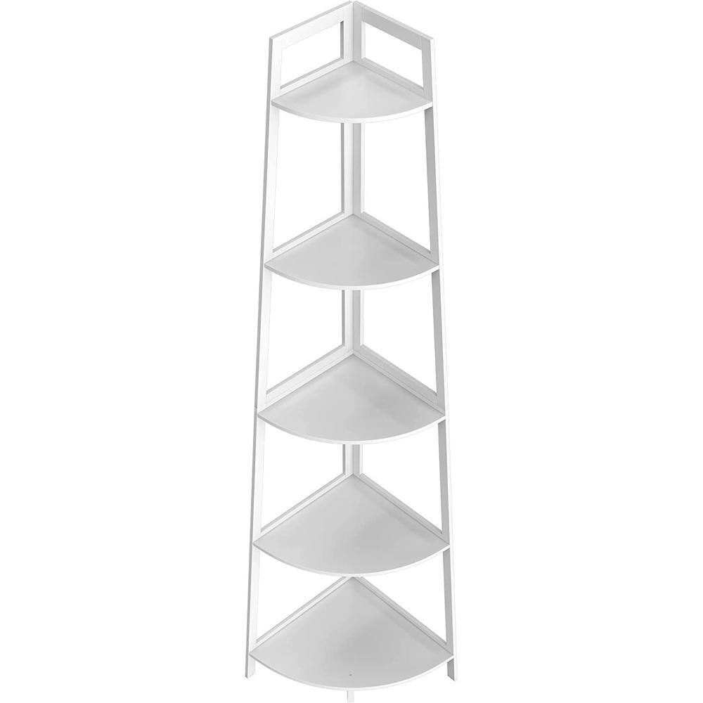 5-Tier Bamboo Corner Shelving Unit (16.93 in. W x 69.69 in. H x 16.93 in. D) - Hercitys