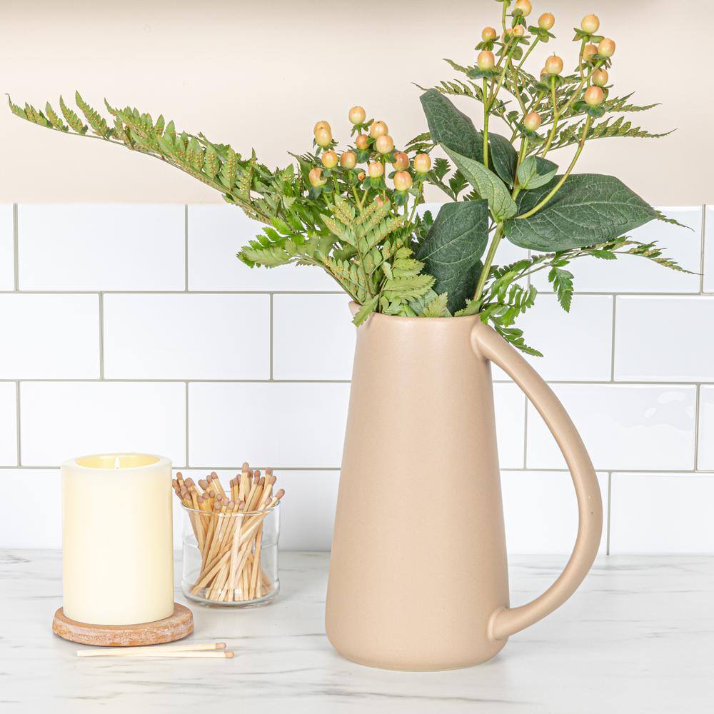 48 oz. Matte Putty Beige Stoneware Pitcher - Hercitys