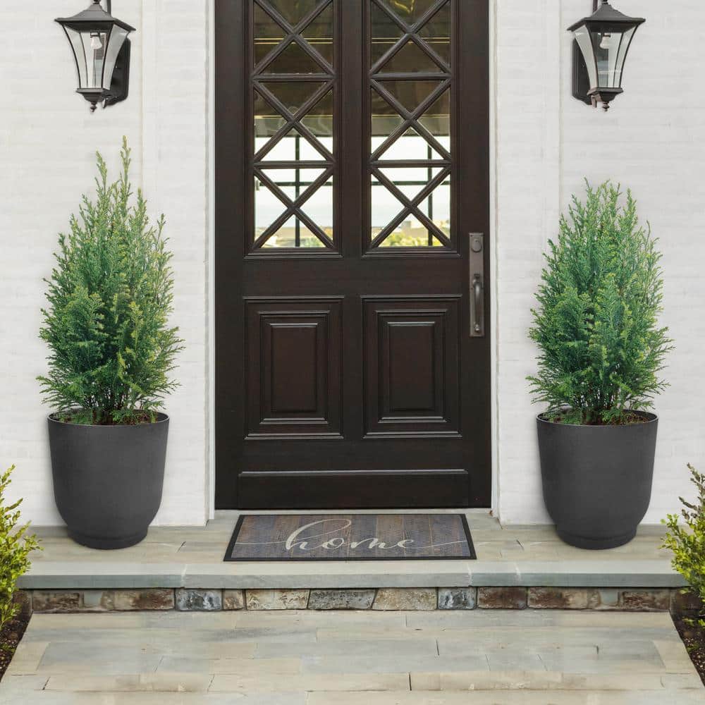 20 in. Florencia Black Indoor/Outdoor Recycled Rubber Large Round Planter, (2-pack) - Hercitys