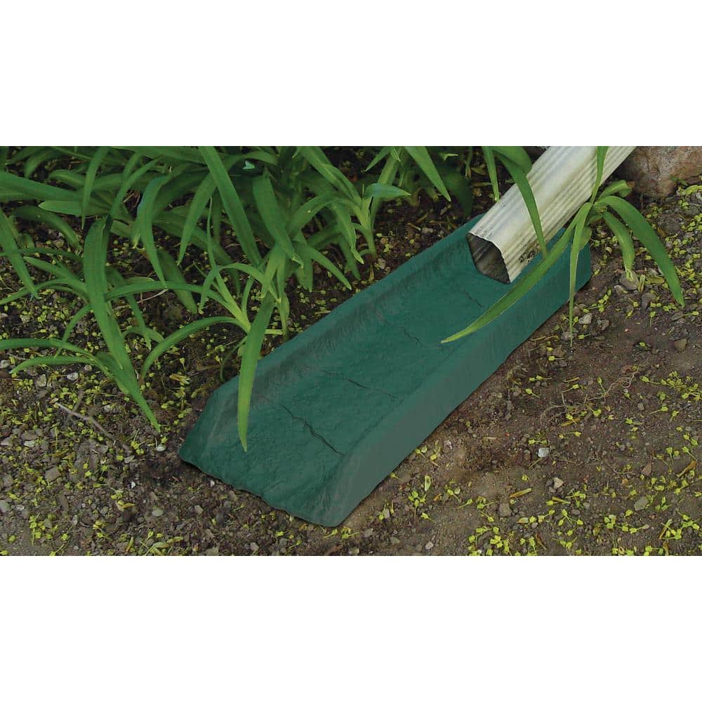 24 in. Hunter Green Natural Stone Textured Decorative Downspout Rain Splash Block - Hercitys