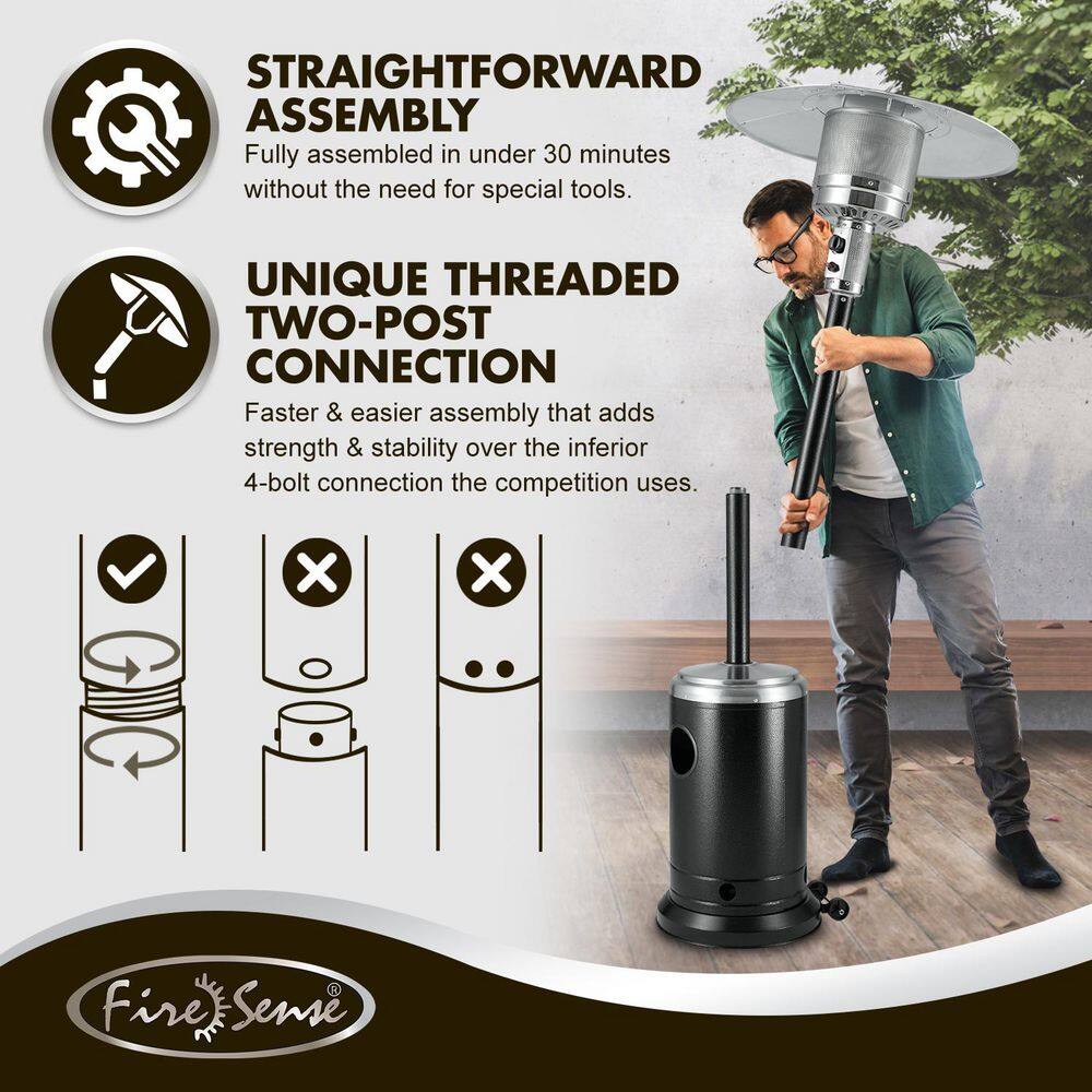 48,000 BTU Onyx and Stainless Steel Propane Standing Patio Heater - Hercitys